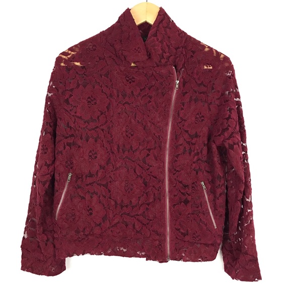 Red Laced Floral See Through Jacket Top L - Picture 1 of 6